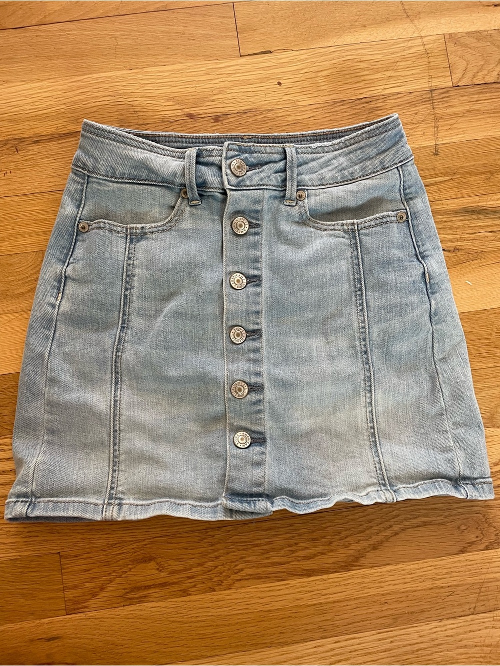 American Eagle Outfitters Light Blue Button-Front Denim Mini Skirt